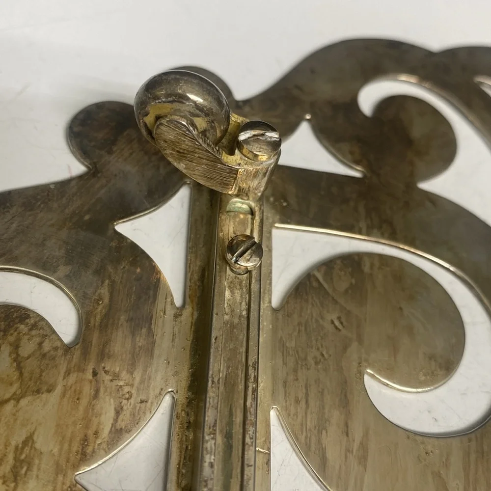 Silverplated Adjustable Footed Trivet Stamped FOOF 10”